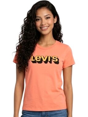 Levi's Bright Orange 100% Cotton Logo T-shirt Size S